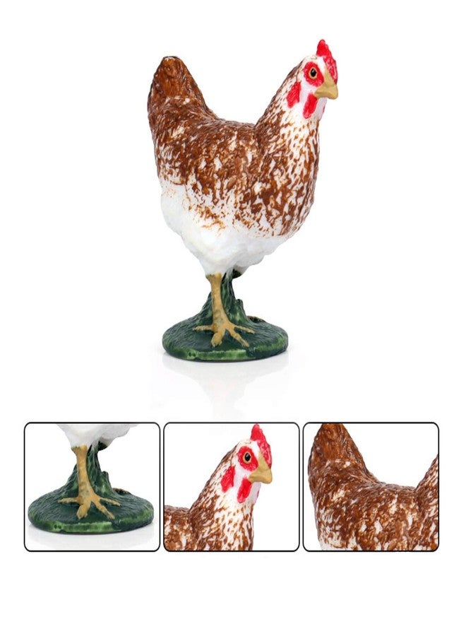 Fevoila Farm Animals Figures, 5 Piece Simulated Farm Chicken Animal Statue Realistic Chicken Farm Animals Figures Cake Topper, Chicken Model Easter Egg Christmas Birthday Gift - Image 3